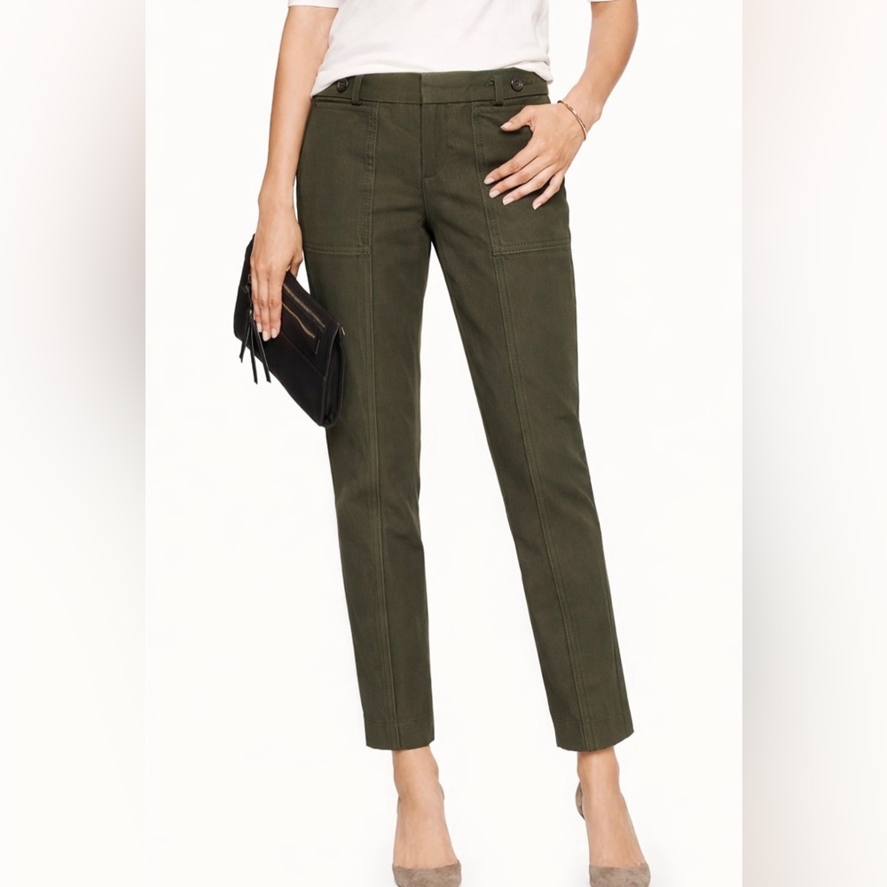 NWOT Banana Republic Sloan Button Olive Heather Trouser Pants Size:2 - Picture 1 of 9
